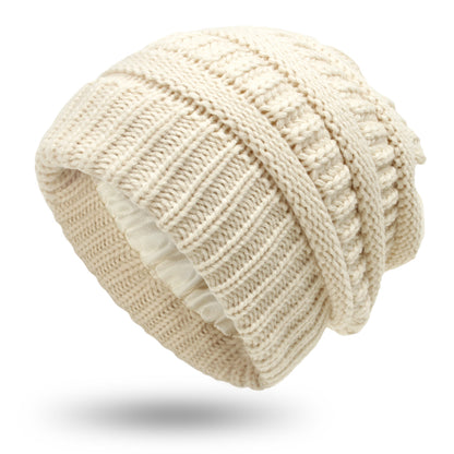 Hats Women's Protective Hairstyles, Warm Woolen Knit Satin Hats