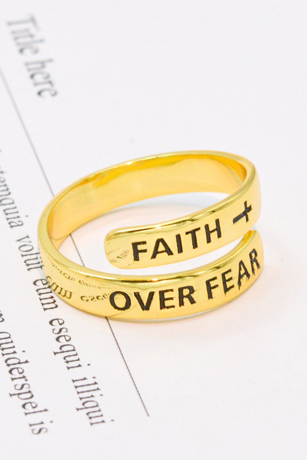 925 Sterling Silver FAITH OVER FEAR Bypass Ring